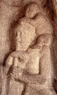 ELDERLY MAN AND child, Krishna Mandapa. 