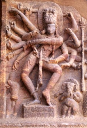 Nataraja, Cave 1, Badami, 6th century.